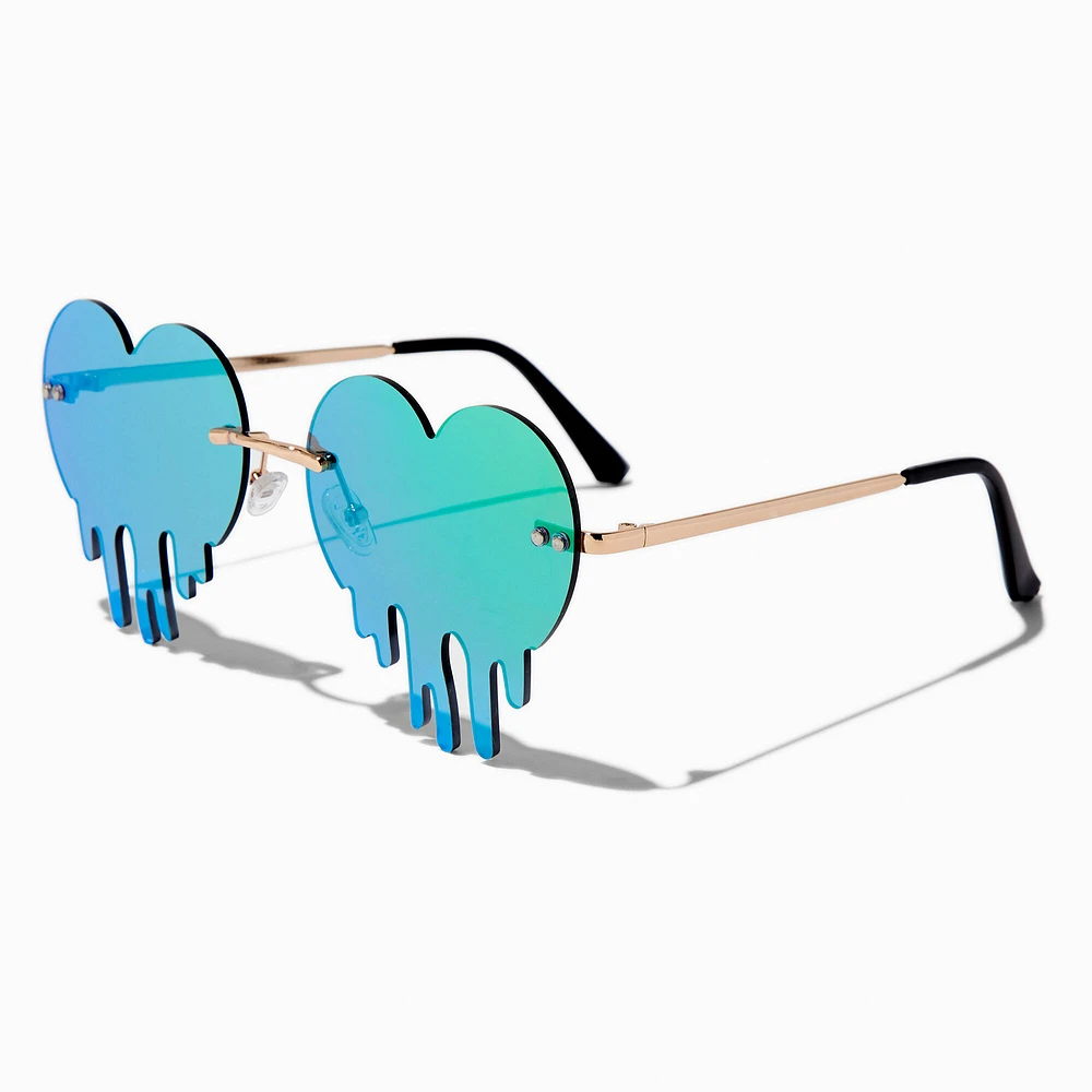 Green Ombre Drippy Heart Rim Sunglasses