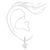 Silver Butterfly Huggie Hoop Earrings