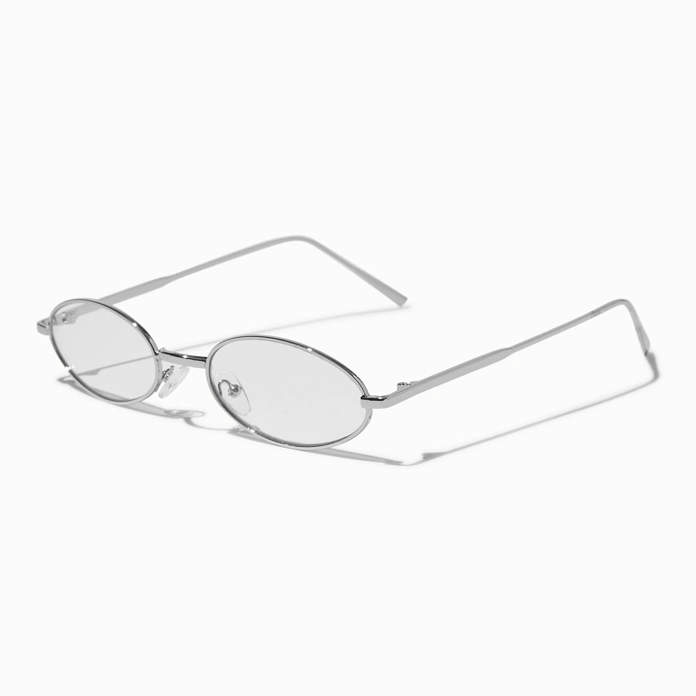 Silver Slim Oval Clear Lens Frames