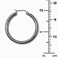 Silver-tone Stainless Steel 4MM Huggie Hoop Earrings