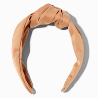 Tan Satin Knotted Headband