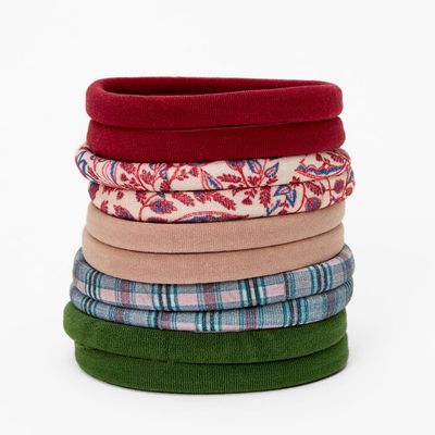 Floral and Plaid Rolled Hair Ties - 10 Pack