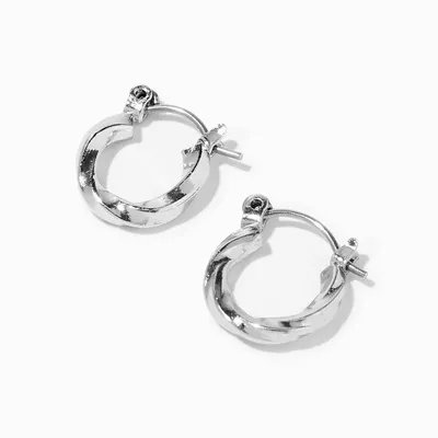 Silver Twisted 10MM Hoop Earrings