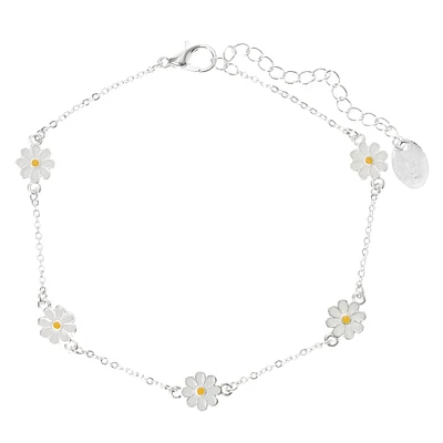 Silver Dainty Daisy Chain Anklet