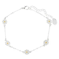 Silver Dainty Daisy Chain Anklet