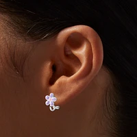 Purple Daisy Clip-On Earrings