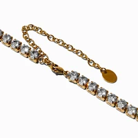 Gold-tone Stainless Steel Cubic Zirconia Cup Chain Necklace