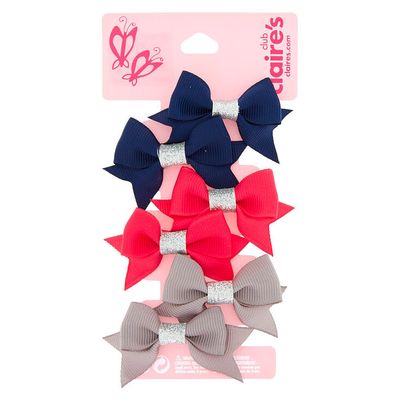 Claire's Club Glitter Bow Hair Clips - 6 Pack