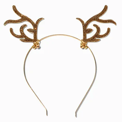 Golden Glitter Reindeer Antlers Headband
