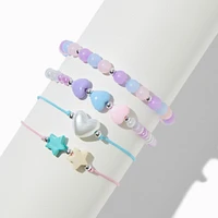 Pastel Stars & Hearts Beaded Bracelet Set - 4 Pack