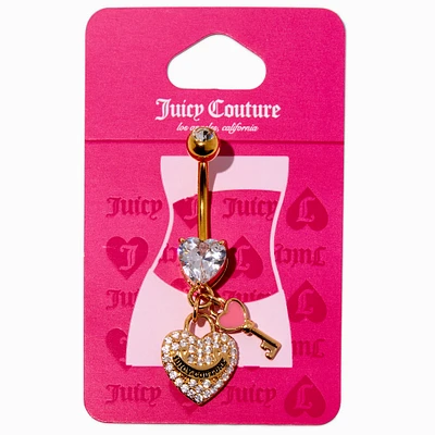 Juicy Couture Gold-tone Stainless Steel Lock & Key Dangle 14G Belly Bar