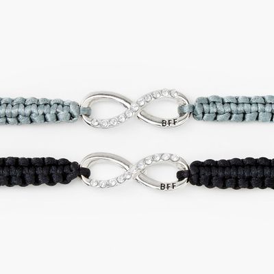 Infinity Adjustable Friendship Bracelets - Gray, 2 Pack
