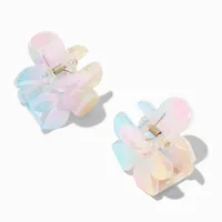 Pastel Iridescent Flower Hair Claws - 2 Pack