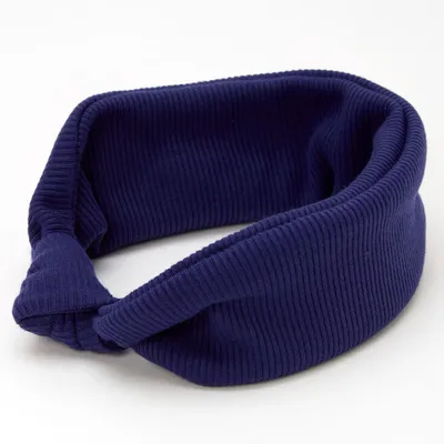 Ribbed Knotted Headwrap - Navy