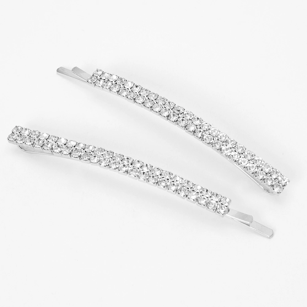 Silver Rhinestone Hair Pins - 2 Pack