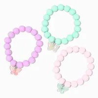 Claire's Club Butterfly Matte Beaded Stretch Bracelets - 3 Pack