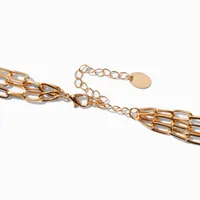 Gold-tone Paperclip Link Extended Length Chain Multi-Strand Necklace