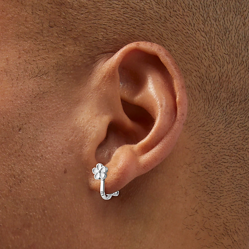 White Flower Silver-tone Clip-On Stud Earrings