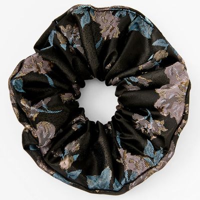 Giant Floral Hair Scrunchie - Black