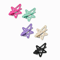 Neon Star Snap Hair Clips - 5 Pack