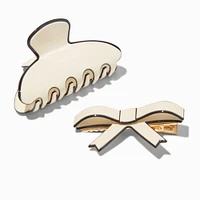 Black & Cream Bow Hair Claws - 2 Pack