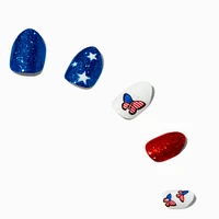 Stars, Stripes, & Butterflies Press On Faux Nail Set - 24 Pack