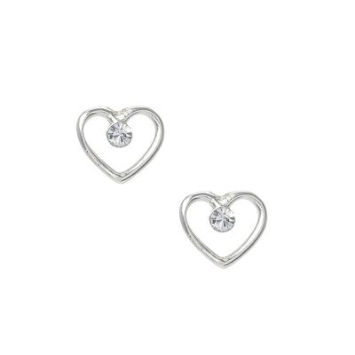 Sterling Silver Heart Outline Stud Earrings