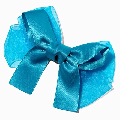 Claire's Club Teal Satin Chiffon Hair Bow Clip