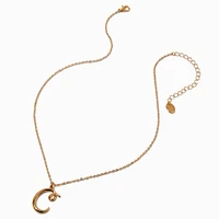 Gold-tone Curly Script Initial Pendant Necklace