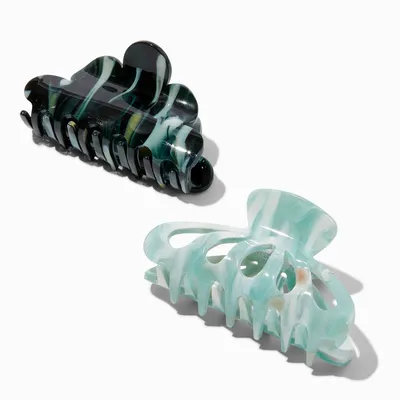 Green Marbled Hair Claws - 2 Pack