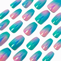 Mermaid Chrome Coffin Vegan Faux Nail Set - 24 Pack