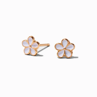 White Daisy Gold-tone Stud Earrings