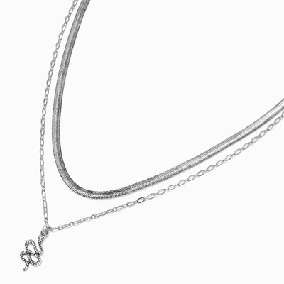 Burnished Silver Snake Multi-Strand Pendant Necklace