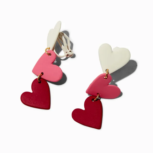 Red Glitter Hearts & White 3-D Teardrop Earrings — Blythewood