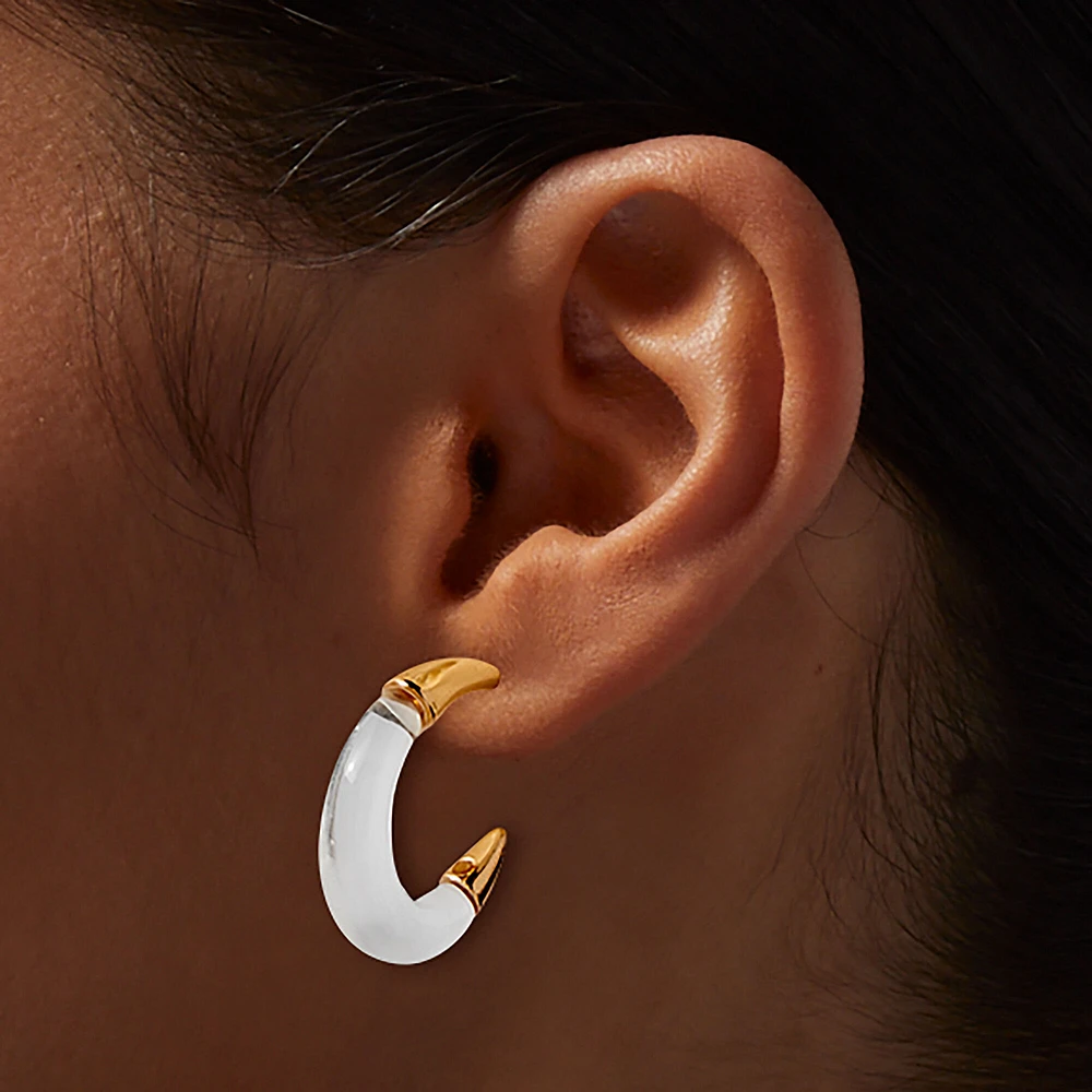 Clear Lucite Gold-tone Hoop Earrings