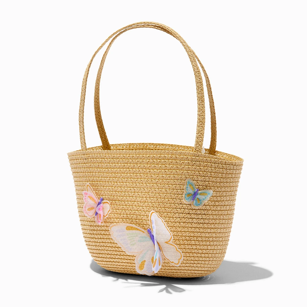 Claire's Club Butterfly Straw Tote Bag