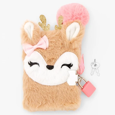 Claire's Club Ginger the Deer Furry Mini Lock Diary