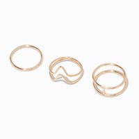 Gold Geometric Midi Rings - 3 Pack