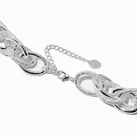 Silver-tone Mega Textured Extended Length Chain Necklace