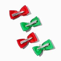 Rhinestone Christmas Icons Hair Bow Clips - 4 Pack