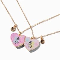 Best Friends Butterfly Split Heart Pendant Necklaces - 2 Pack