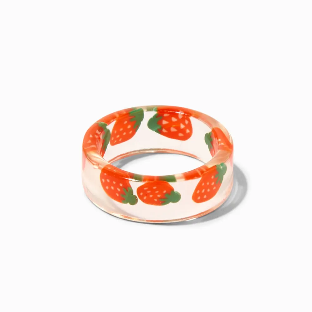 Claire's Women's Heart Daisy Resin Rings Set, Ring Size 8/9, Large