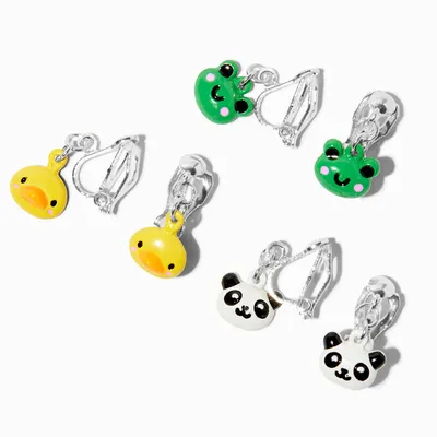 Duck, Frog & Panda Clip-On Earrings - 3 Pack