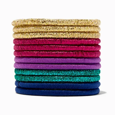 Jewel Tone Luxe Hair Ties - 12 Pack