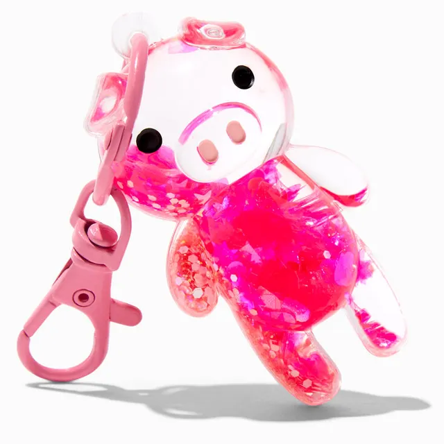 Pink Camera Water-Filled Glitter Keychain