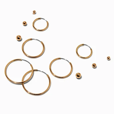 Gold-tone Graduated Earring Stackables Set - 6 Pack