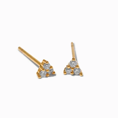 C LUXE by Claire's 18k Gold Plated Cubic Zirconia Triangle Stud Earrings