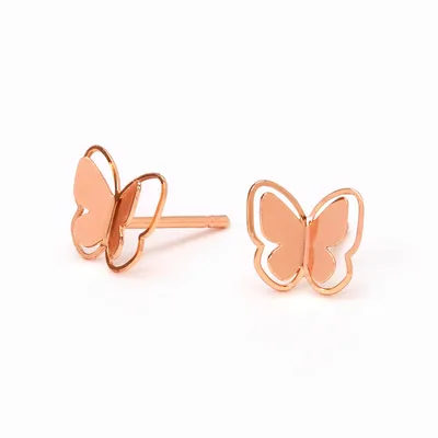 18k Rose Gold Plated Butterfly Stud Earrings