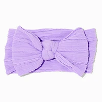 Claire's Club Nylon Ribbed Bow Headwrap - Purple