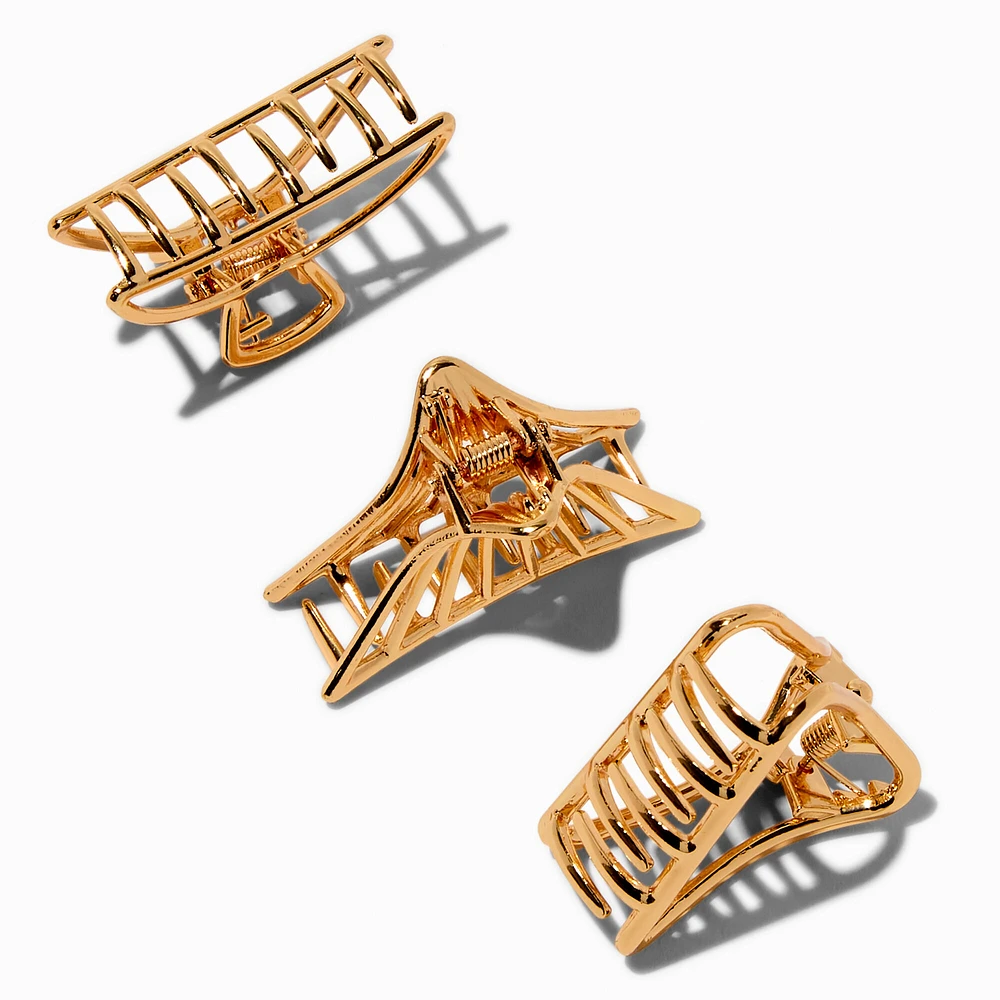 Gold-tone Triangle Hair Claws - 3 Pack